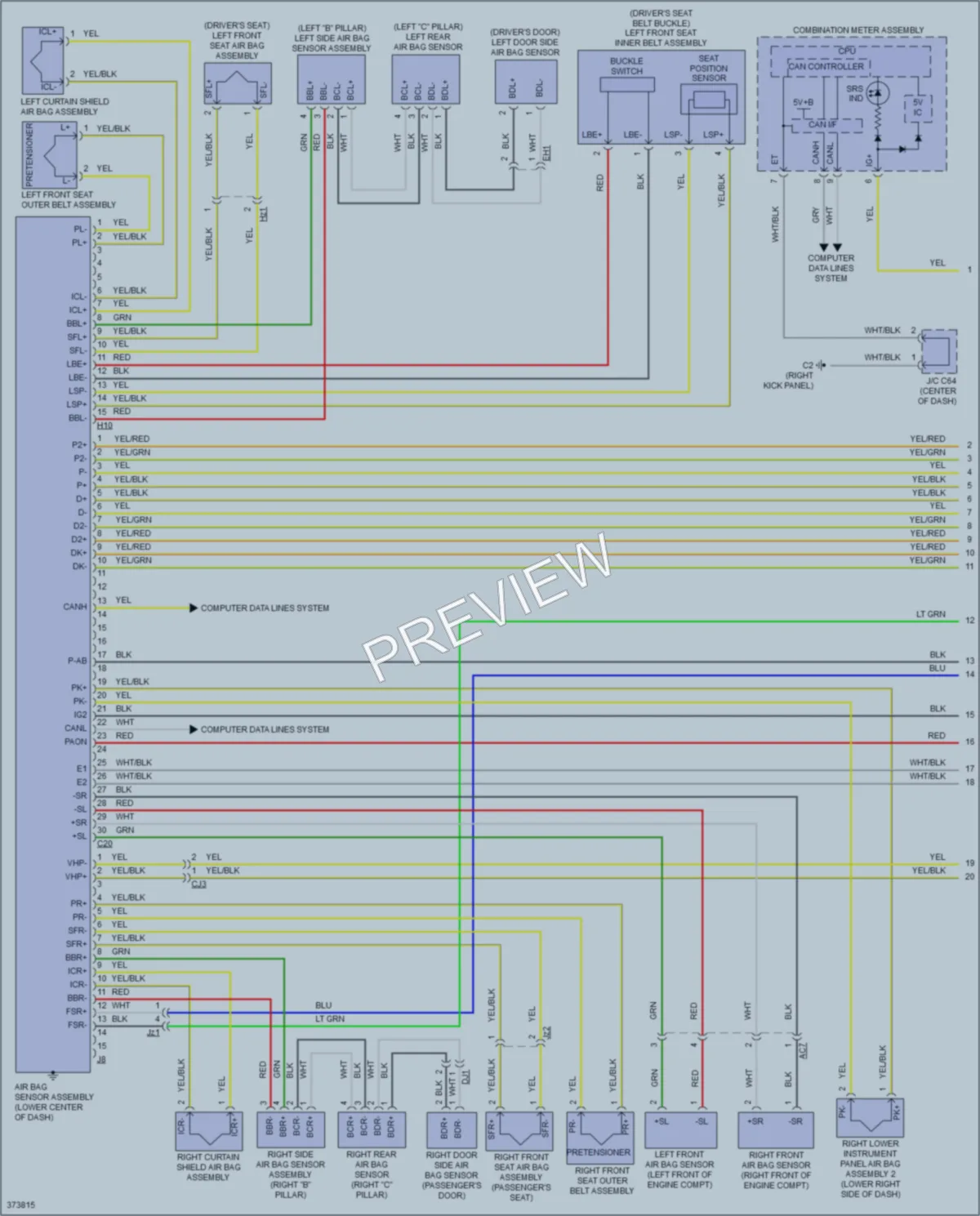 2014 Scion tC Supplemental Restraints wiring diagram preview