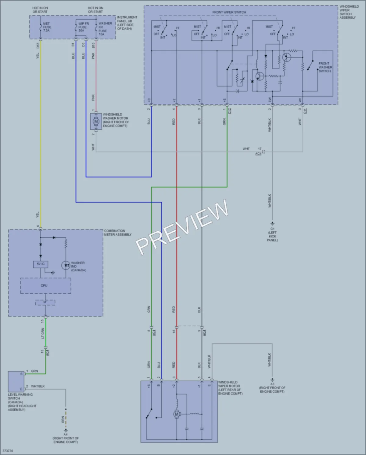 2014 Scion tC Wiper Washer wiring diagram preview