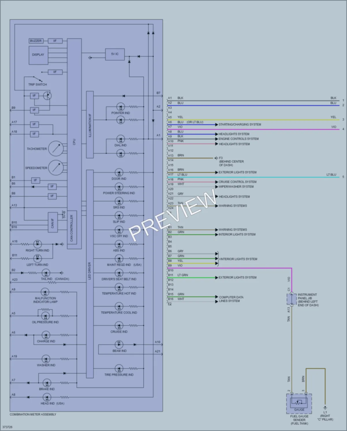 2014 Scion xD Instrument Cluster wiring diagram preview