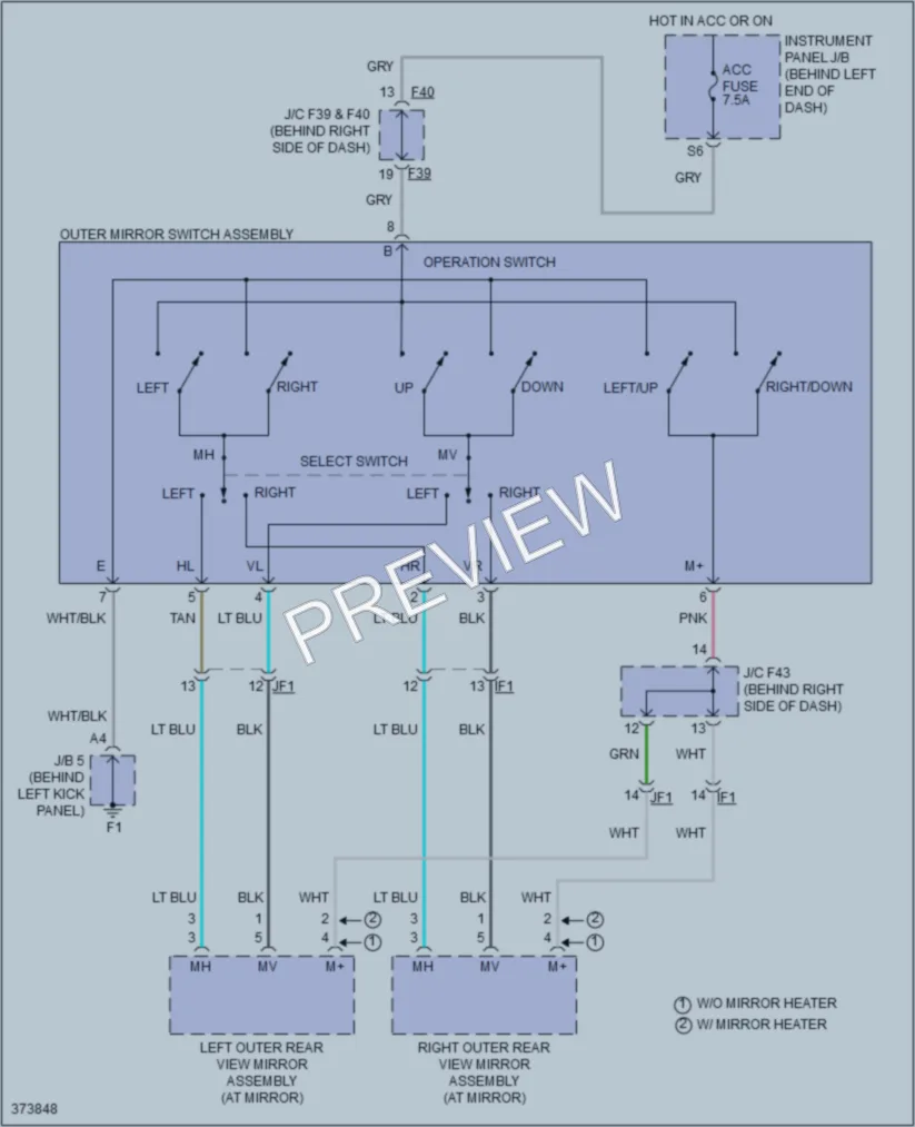 2014 Scion xD Power Mirrors wiring diagram preview