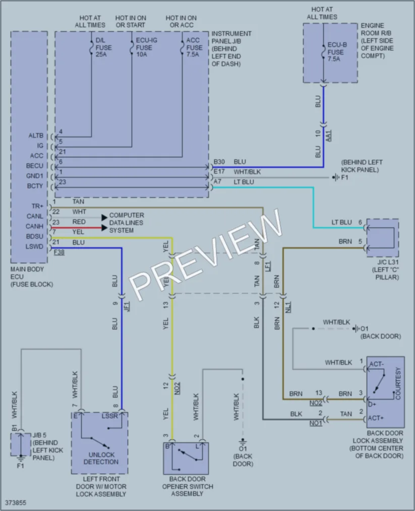 2014 Scion xD Trunk Tailgate Fuel Door wiring diagram preview