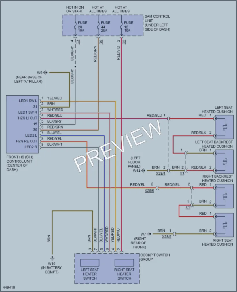 2014 Smart fortwo Power Seats wiring diagram preview