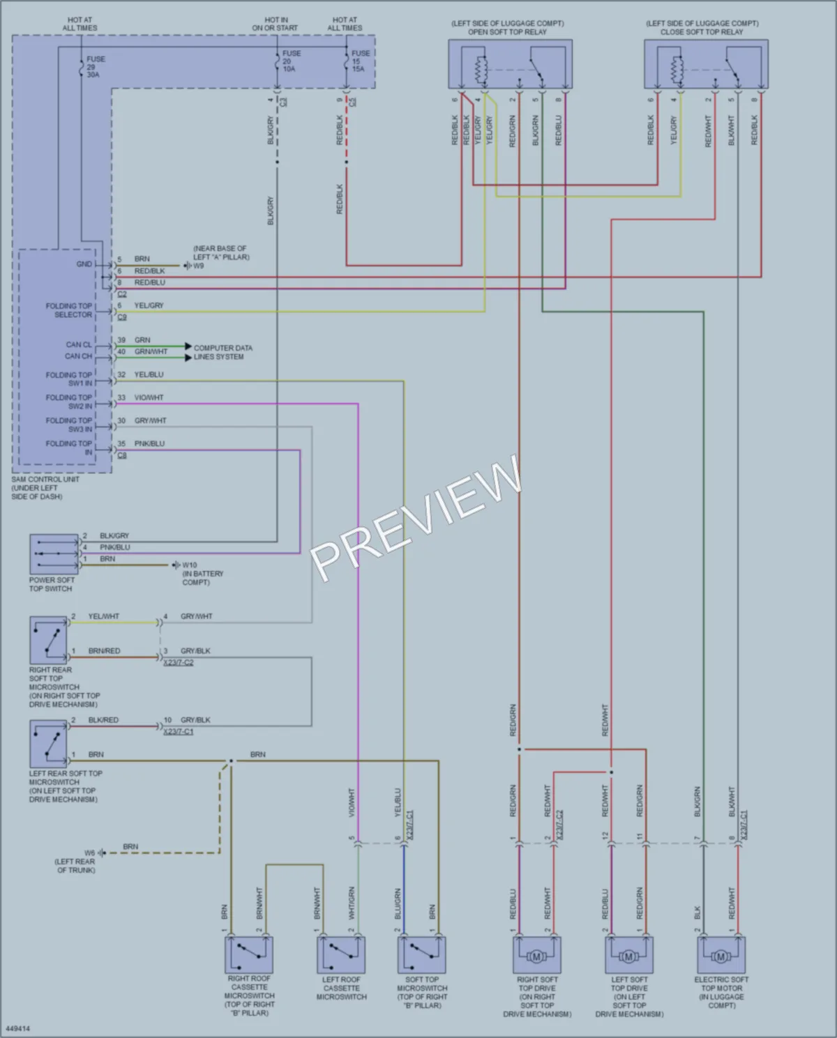 2014 Smart fortwo Power Top Sunroof wiring diagram preview