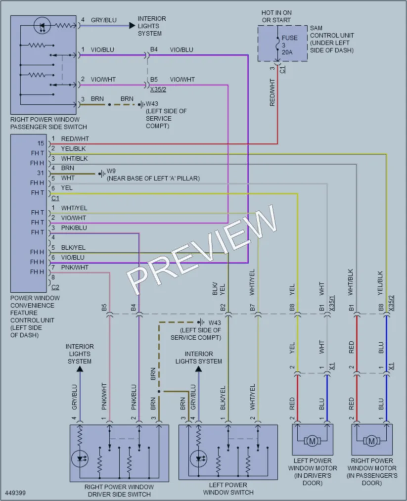 2014 Smart fortwo Power Windows wiring diagram preview