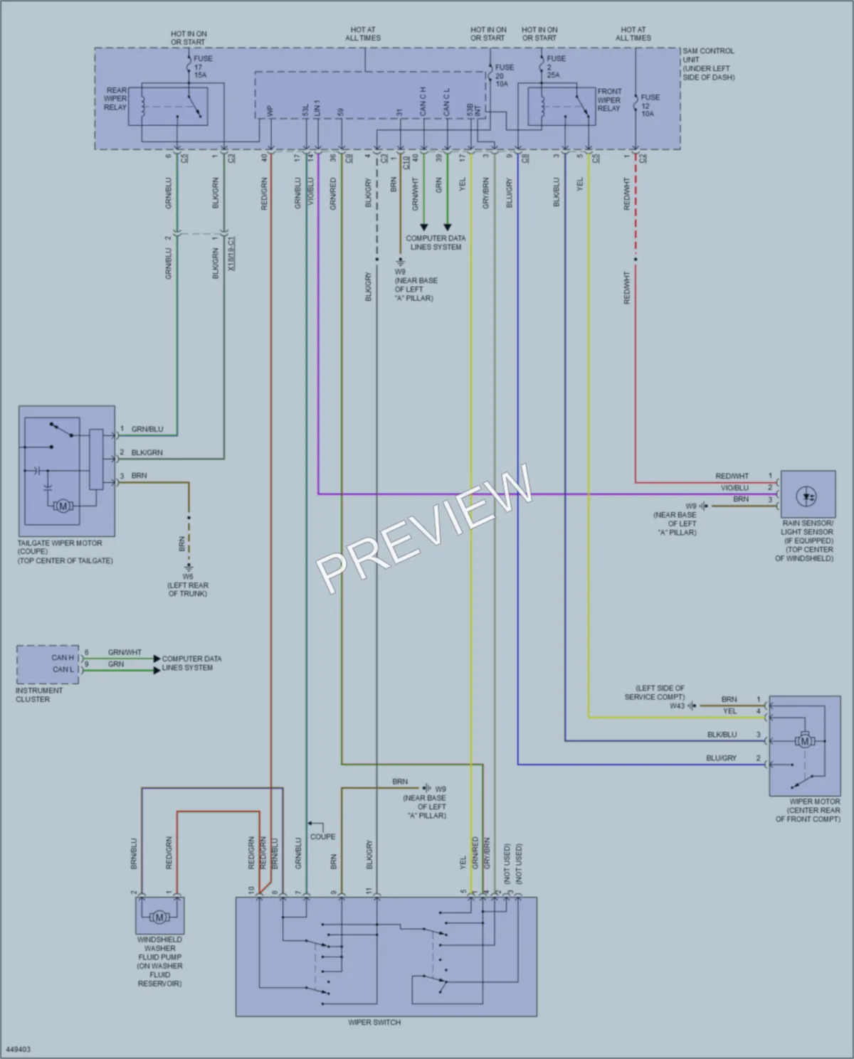 2014 Smart fortwo Wiper Washer wiring diagram preview