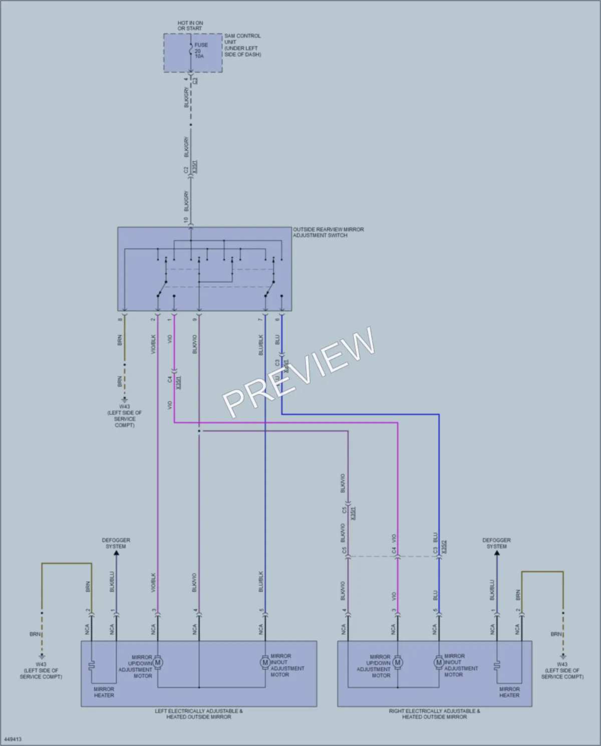 2014 Smart fortwoelectric Power Mirrors wiring diagram preview