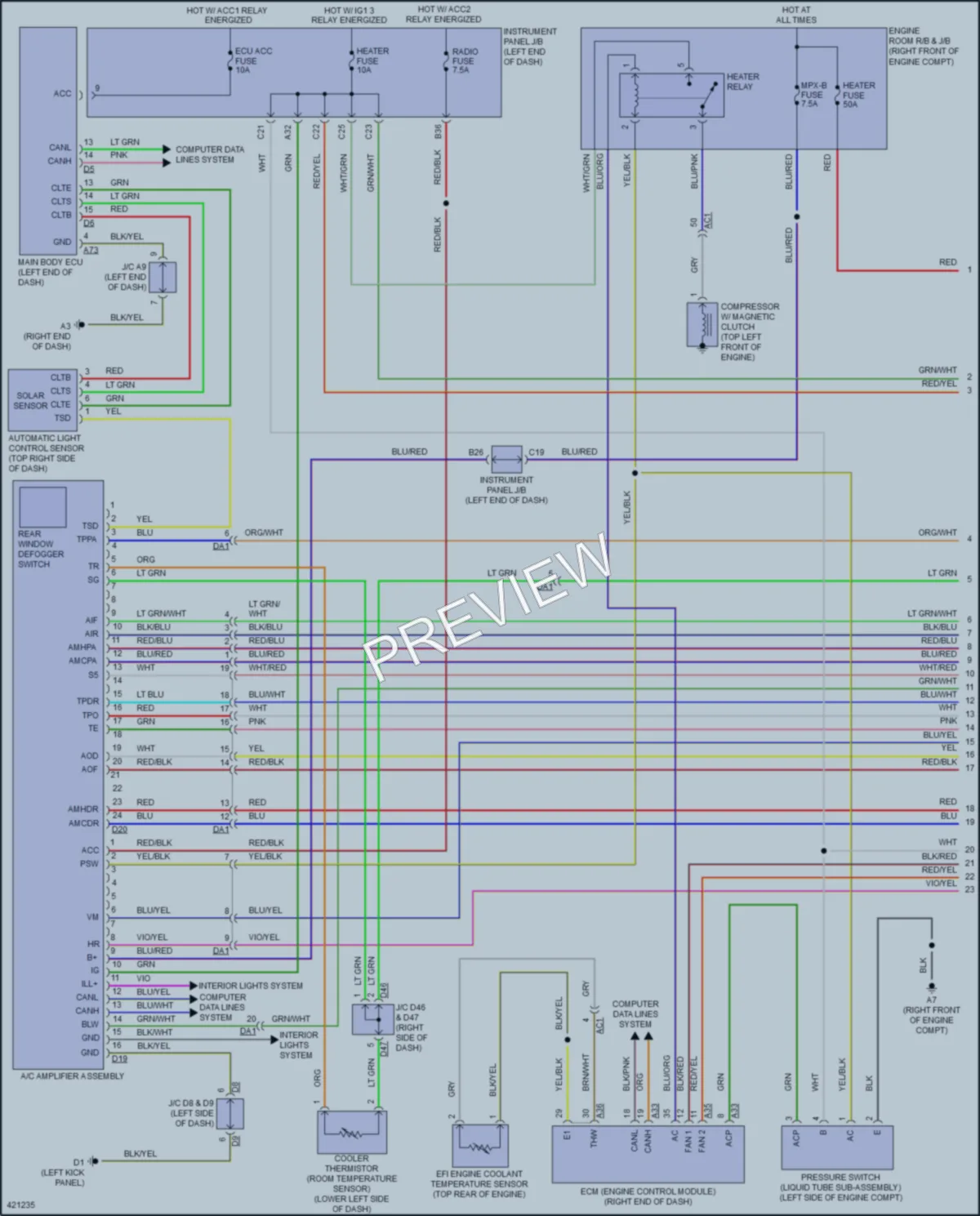 2014 Subaru BRZ Air Conditioning wiring diagram preview
