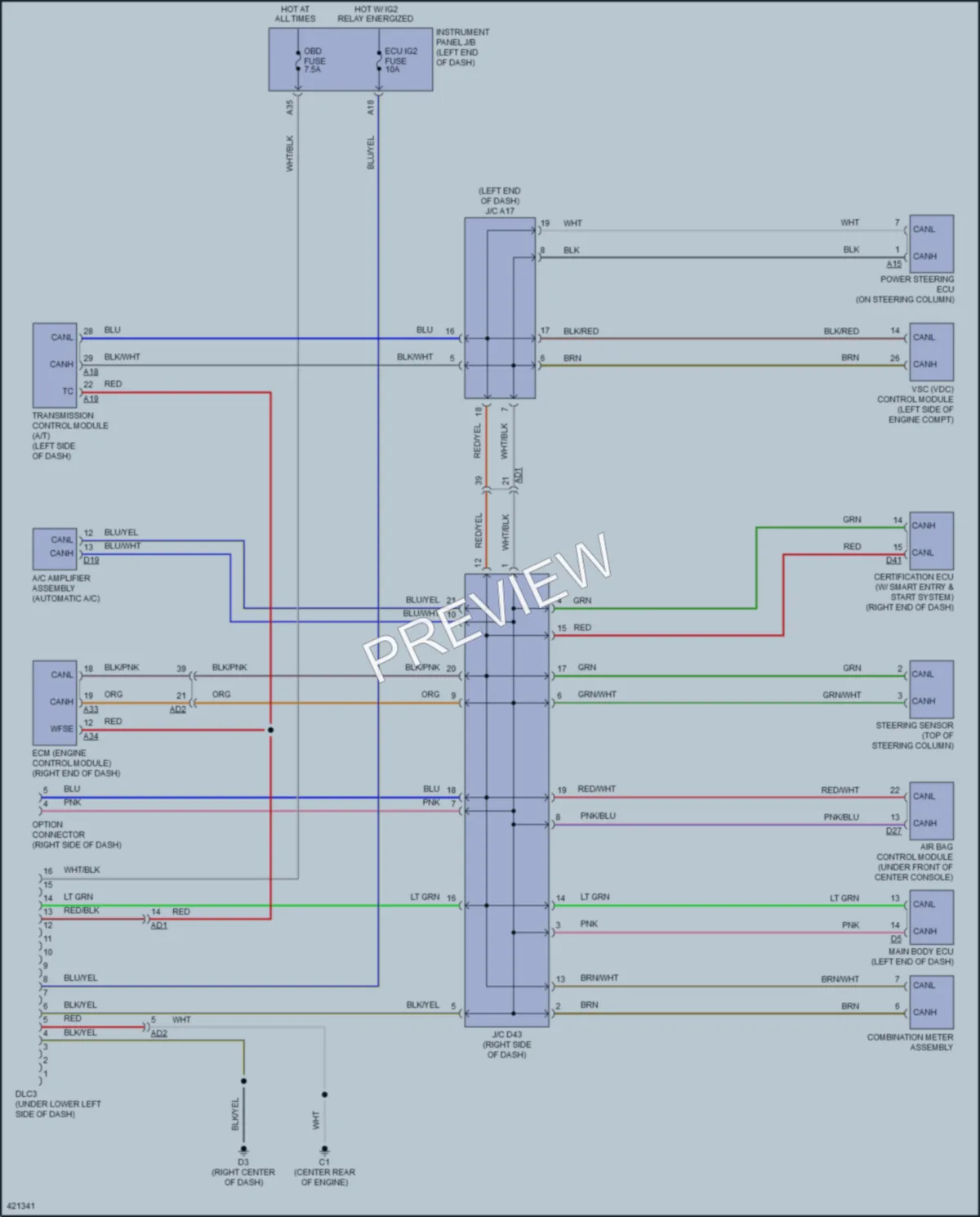 2014 Subaru BRZ Computer Data Lines wiring diagram preview