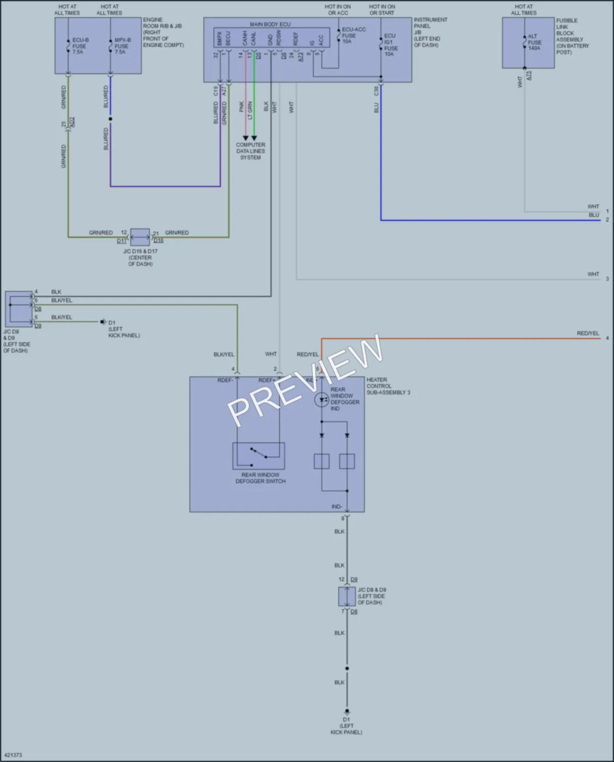 2014 Subaru BRZ Defoggers wiring diagram preview