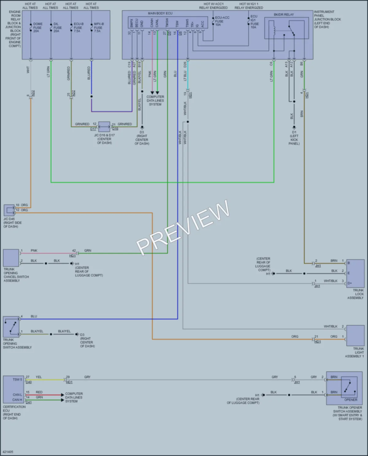 2014 Subaru BRZ Trunk Tailgate Fuel Door wiring diagram preview