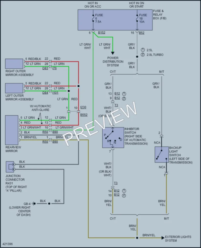 2014 Subaru Forester Power Mirrors wiring diagram preview