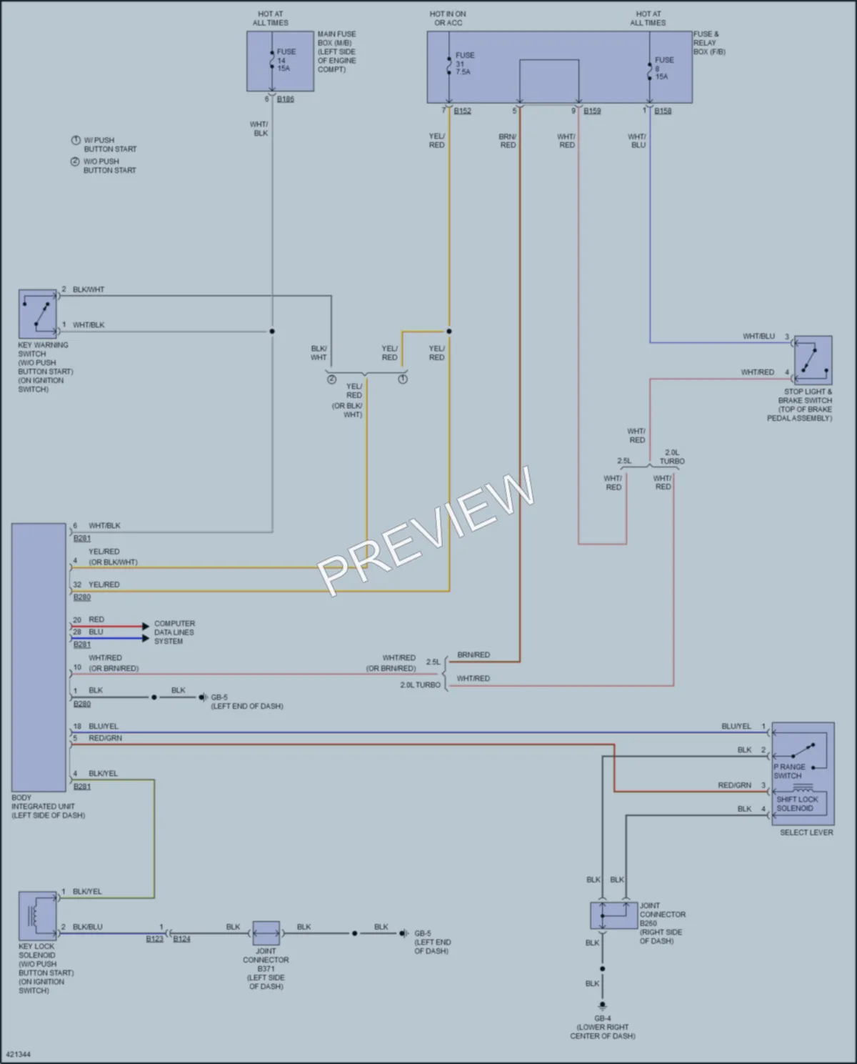 2014 Subaru Forester Shift Interlock wiring diagram preview