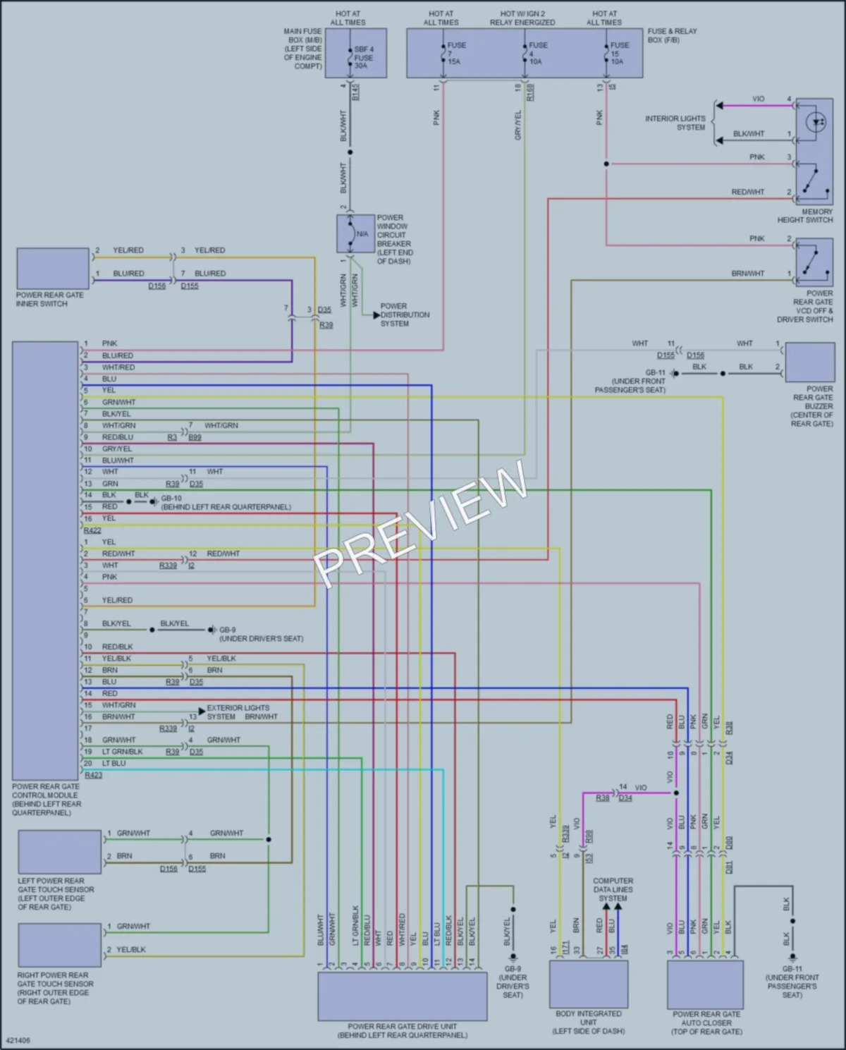 2014 Subaru Forester Trunk Tailgate Fuel Door wiring diagram preview