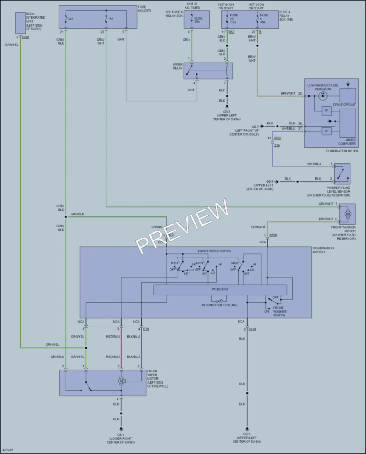 2014 Subaru Forester Wiper Washer wiring diagram preview