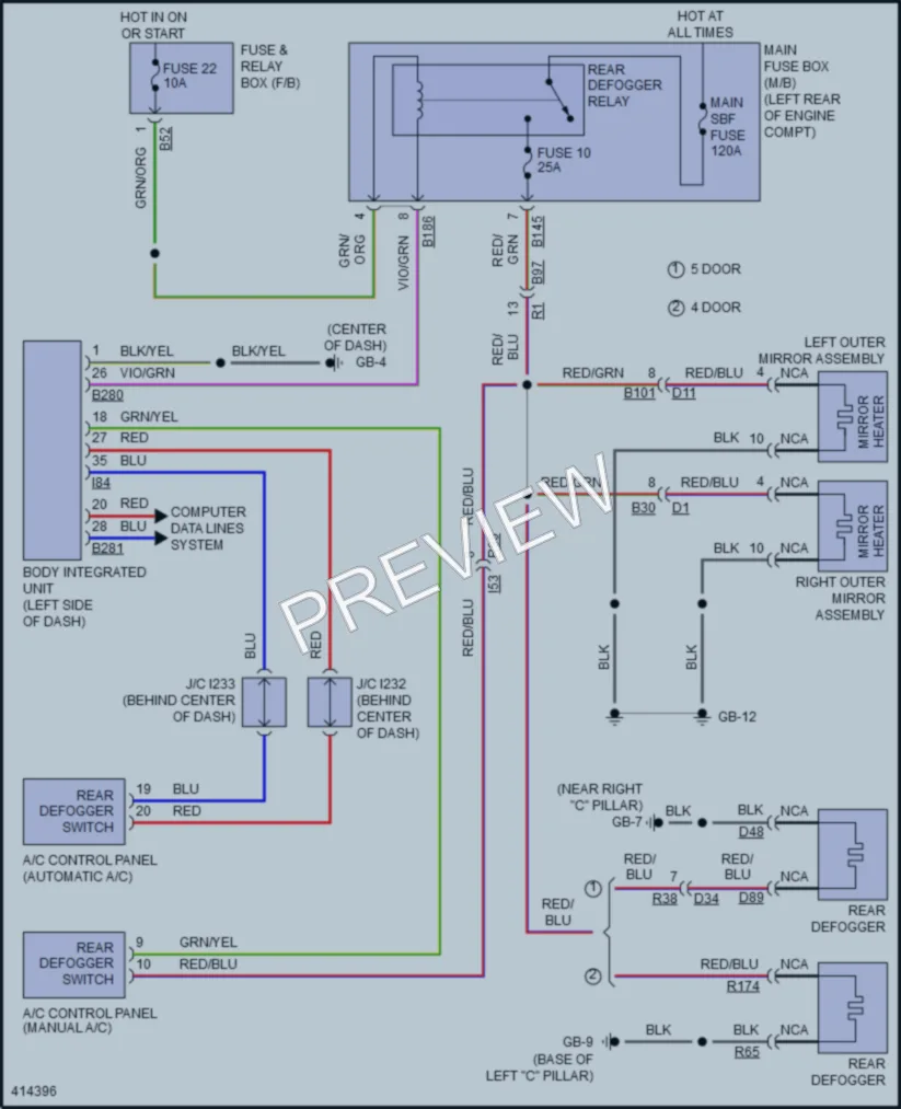 2014 Subaru Impreza Defoggers wiring diagram preview