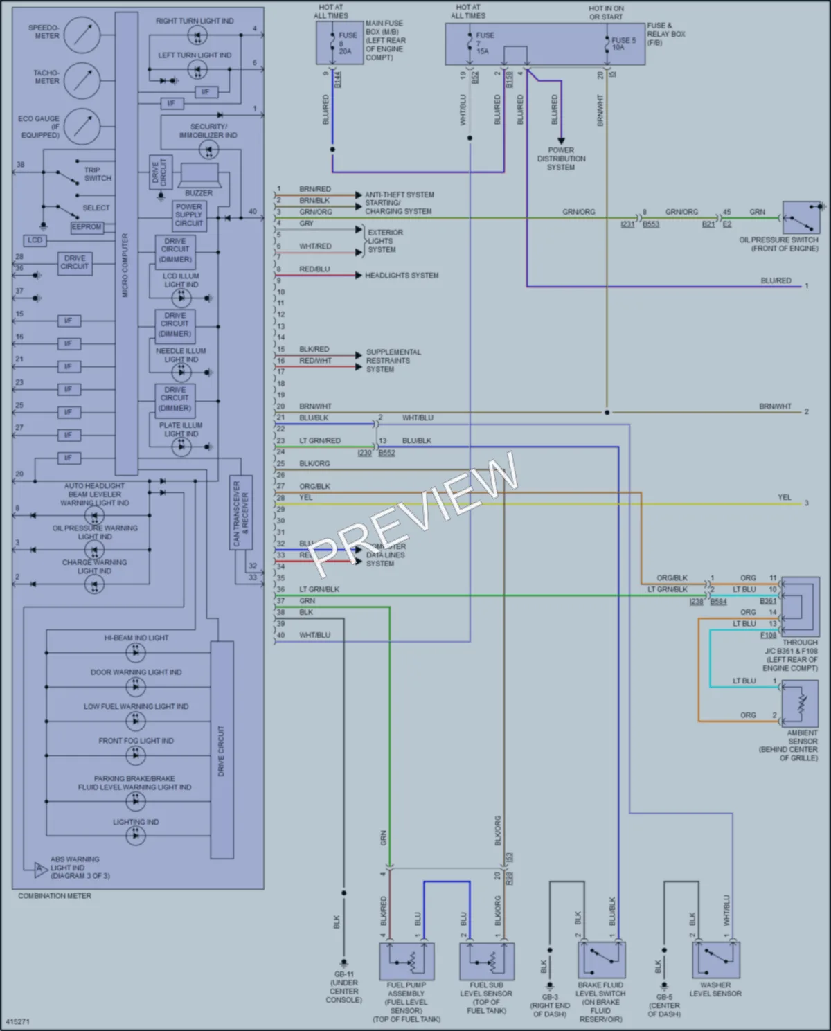 2014 Subaru Impreza Instrument Cluster wiring diagram preview