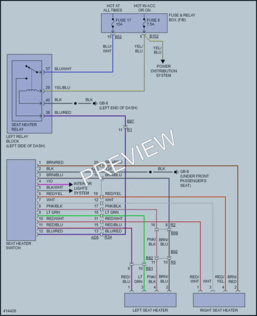 2014 Subaru ImprezaWRX Power Seats wiring diagram preview
