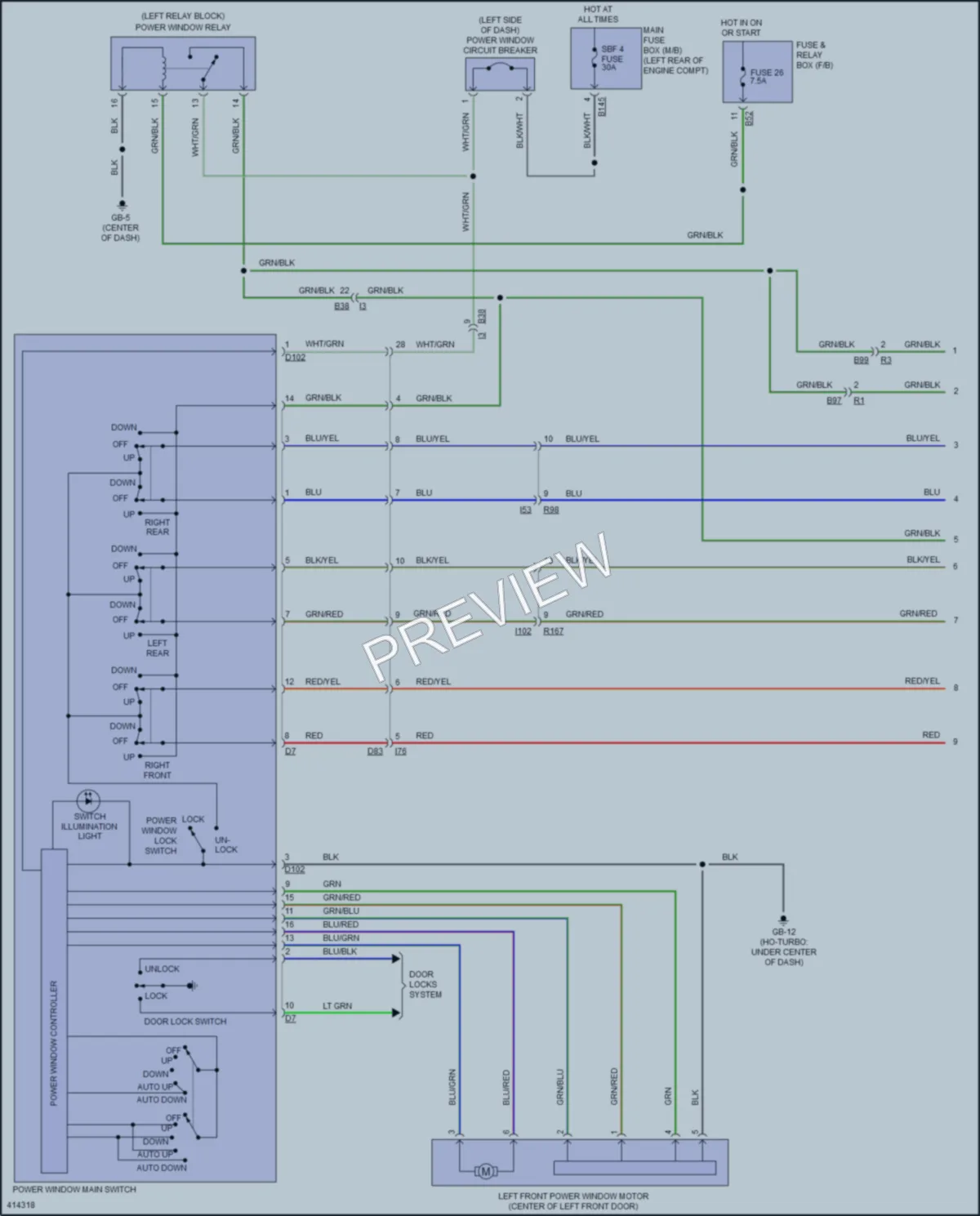 2014 Subaru ImprezaWRX Power Windows wiring diagram preview