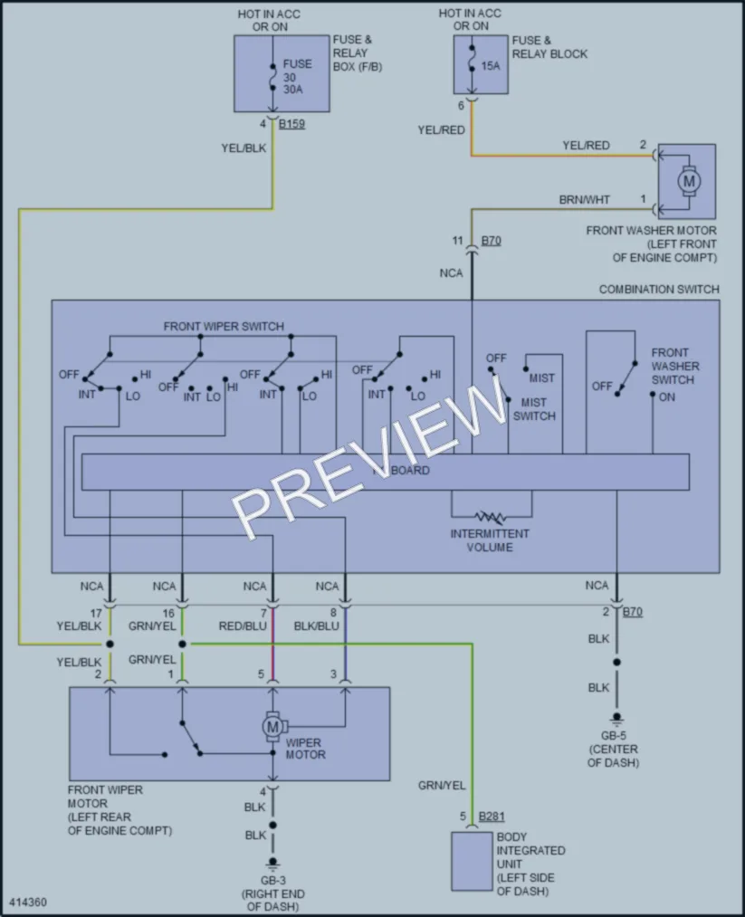 2014 Subaru ImprezaWRX Wiper Washer wiring diagram preview