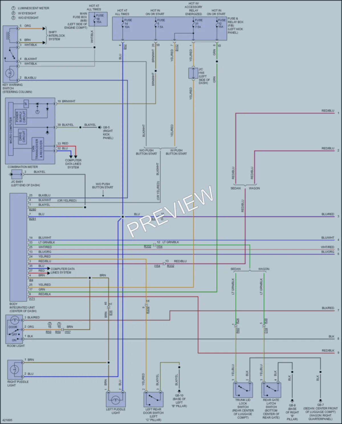 2014 Subaru Legacy Interior Lights wiring diagram preview