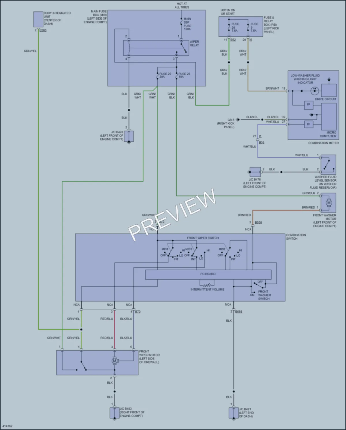 2014 Subaru Legacy Wiper Washer wiring diagram preview