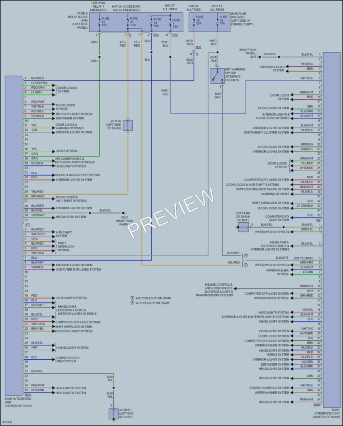 2014 Subaru Outback Body Control Modules wiring diagram preview