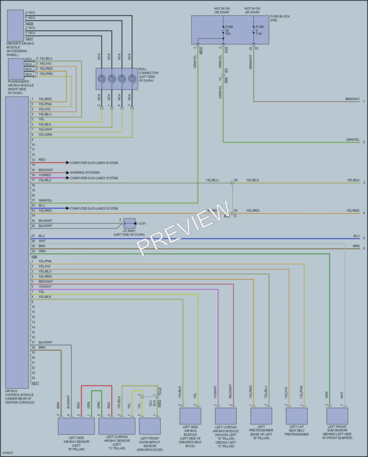 2014 Subaru Outback Supplemental Restraints wiring diagram preview