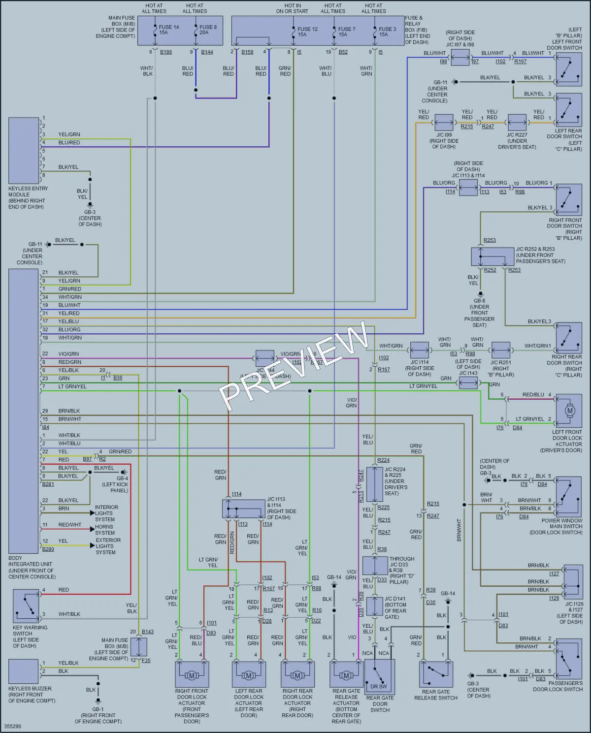 2014 Subaru Tribeca Power Door Locks wiring diagram preview