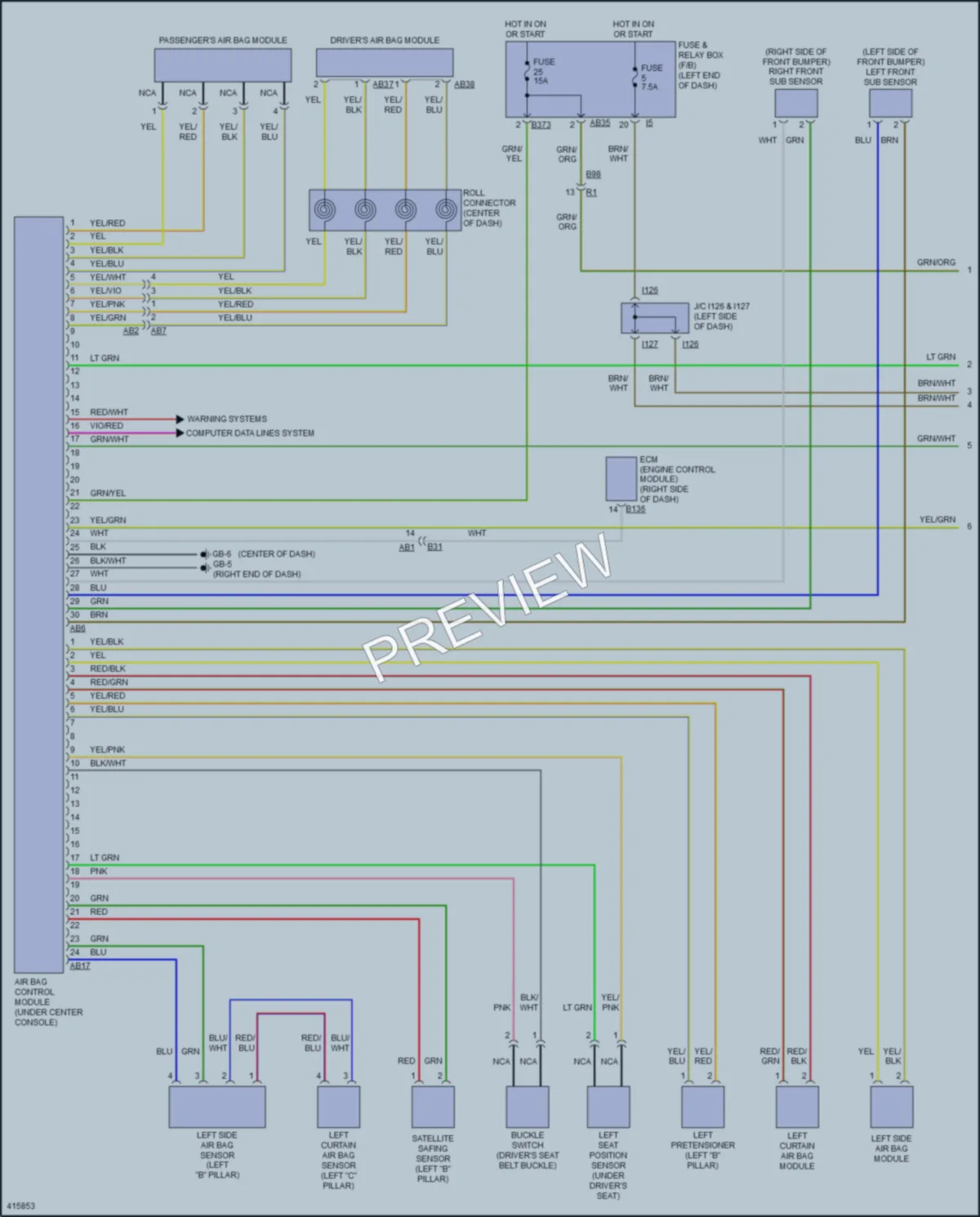2014 Subaru Tribeca Supplemental Restraints wiring diagram preview