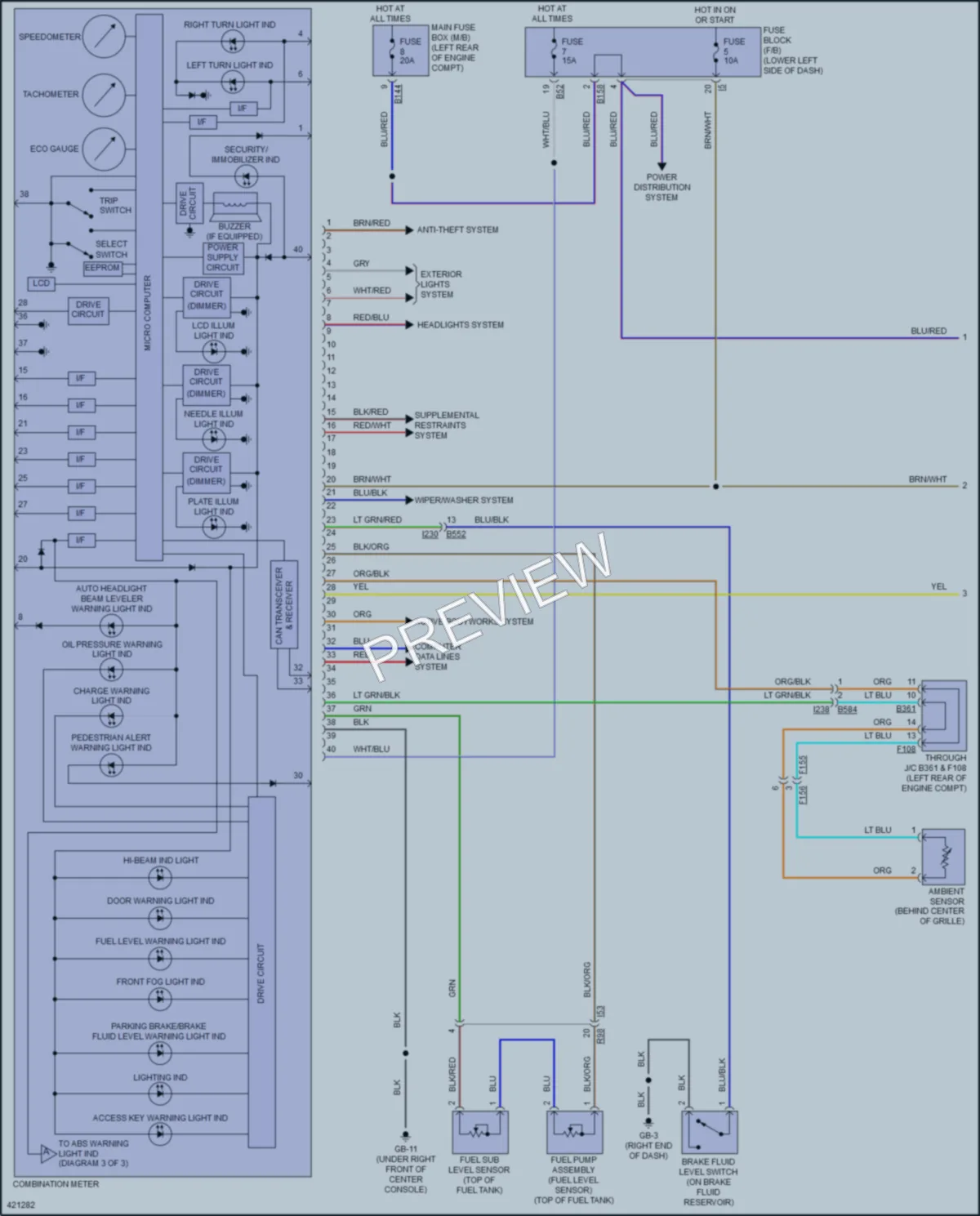 2014 Subaru XVCrosstrek Instrument Cluster wiring diagram preview