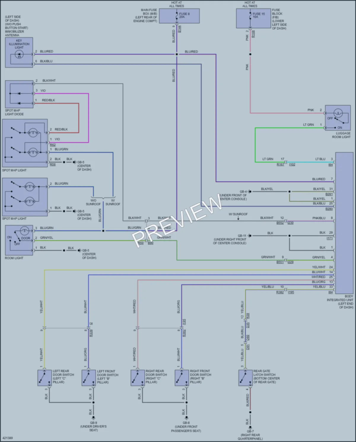2014 Subaru XVCrosstrek Interior Lights wiring diagram preview