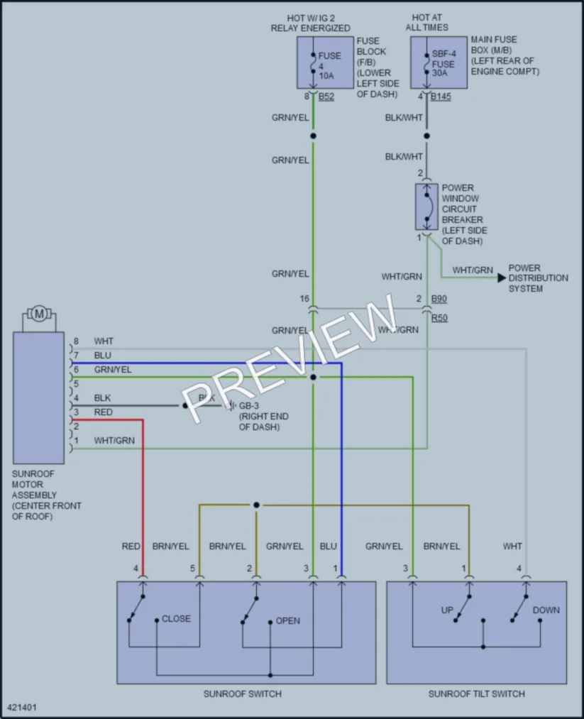 2014 Subaru XVCrosstrek Power Top Sunroof wiring diagram preview