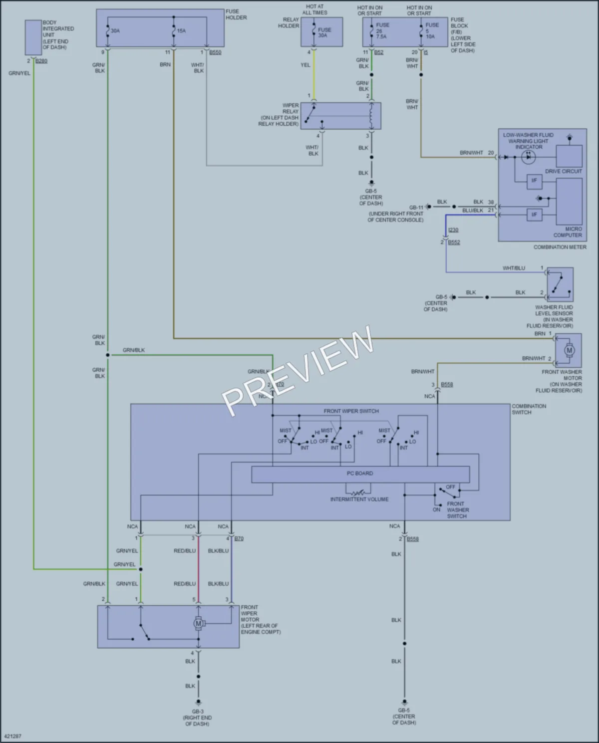 2014 Subaru XVCrosstrek Wiper Washer wiring diagram preview