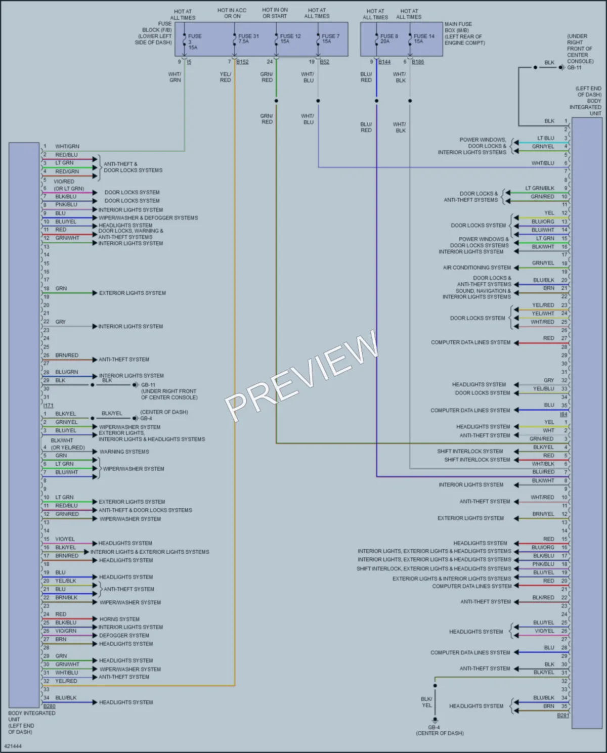 2014 Subaru XVCrosstrekHybrid Body Control Modules wiring diagram preview