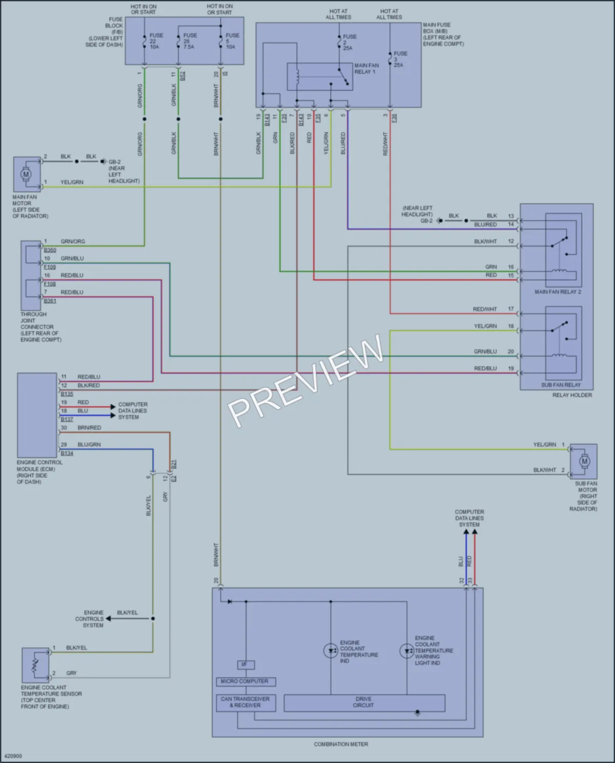 2014 Subaru XVCrosstrekHybrid Cooling Fan wiring diagram preview