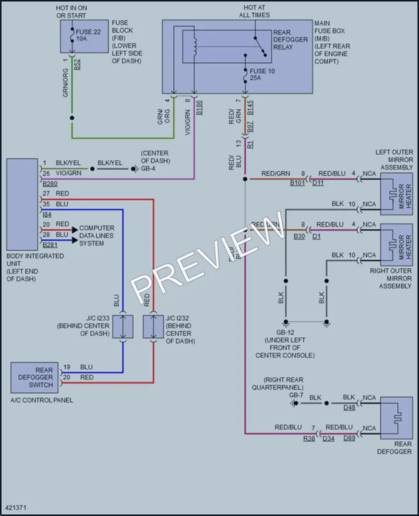 2014 Subaru XVCrosstrekHybrid Defoggers wiring diagram preview