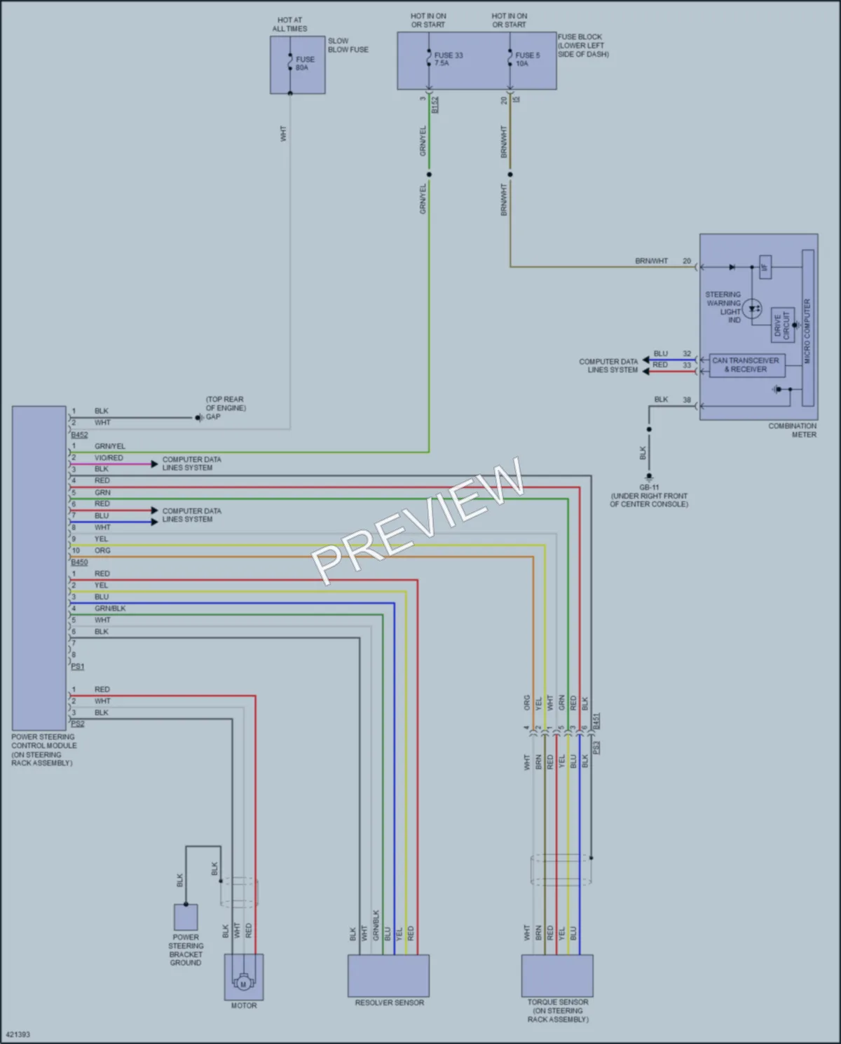 2014 Subaru XVCrosstrekHybrid Electronic Power Steering wiring diagram preview