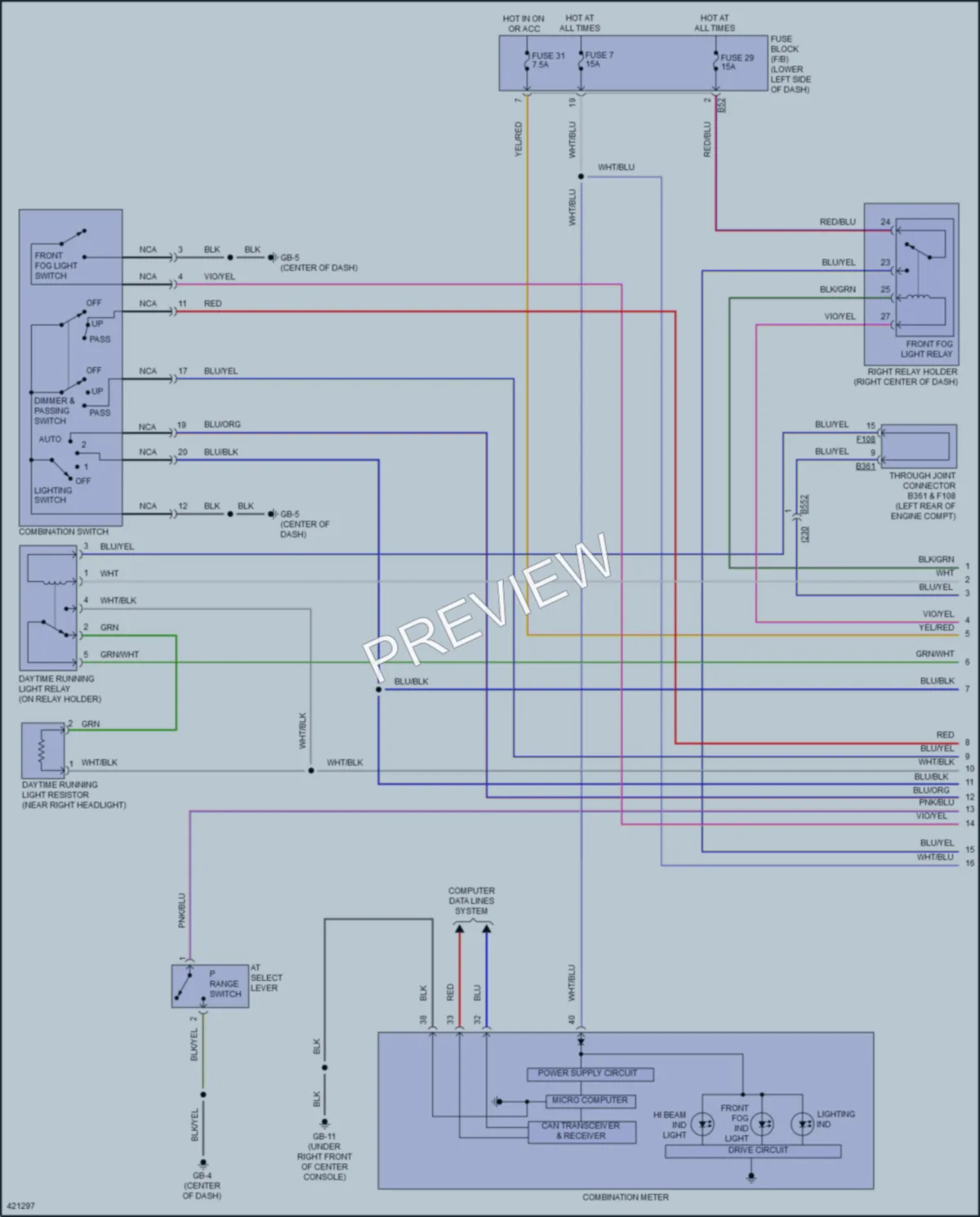 2014 Subaru XVCrosstrekHybrid Headlights wiring diagram preview