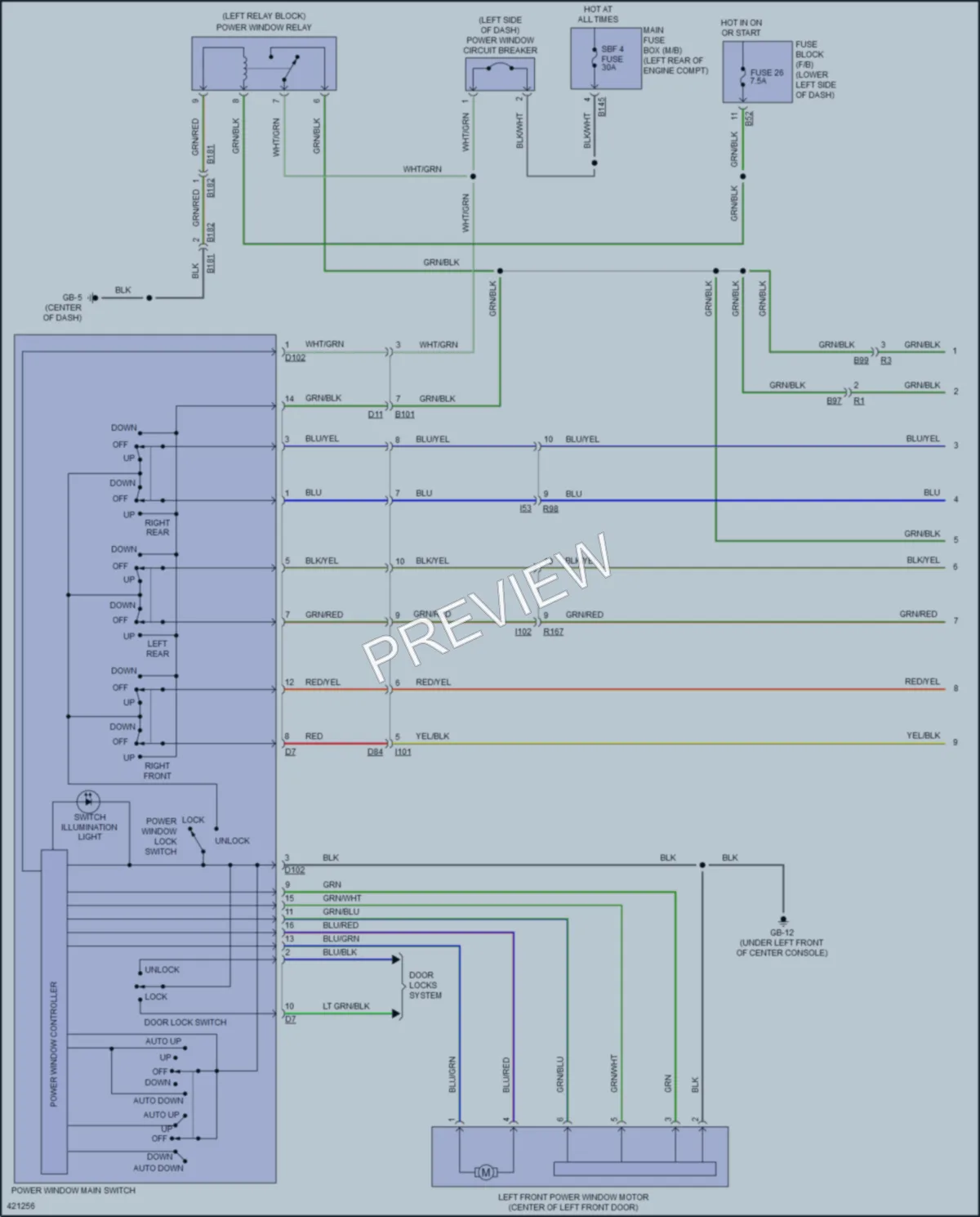 2014 Subaru XVCrosstrekHybrid Power Windows wiring diagram preview