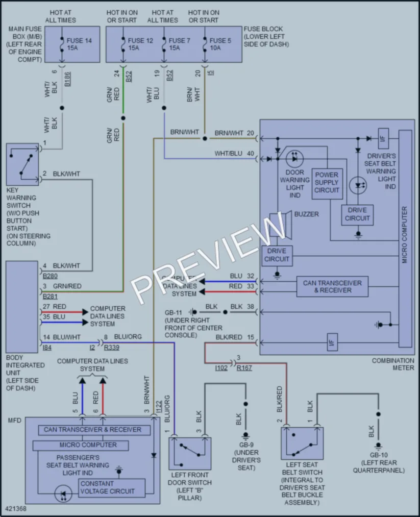 2014 Subaru XVCrosstrekHybrid Warning Systems wiring diagram preview
