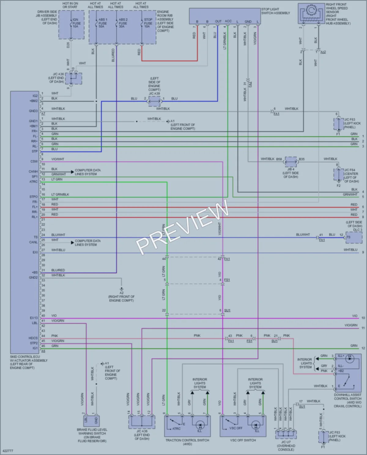 2014 Toyota 4Runner Anti Lock Brakes wiring diagram preview