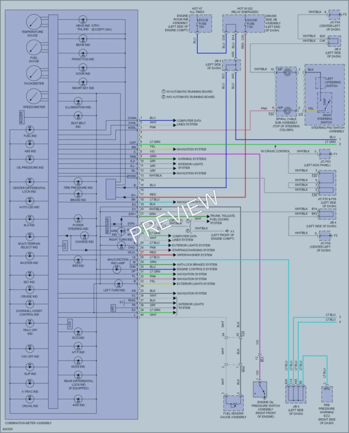 2014 Toyota 4Runner Instrument Cluster wiring diagram preview