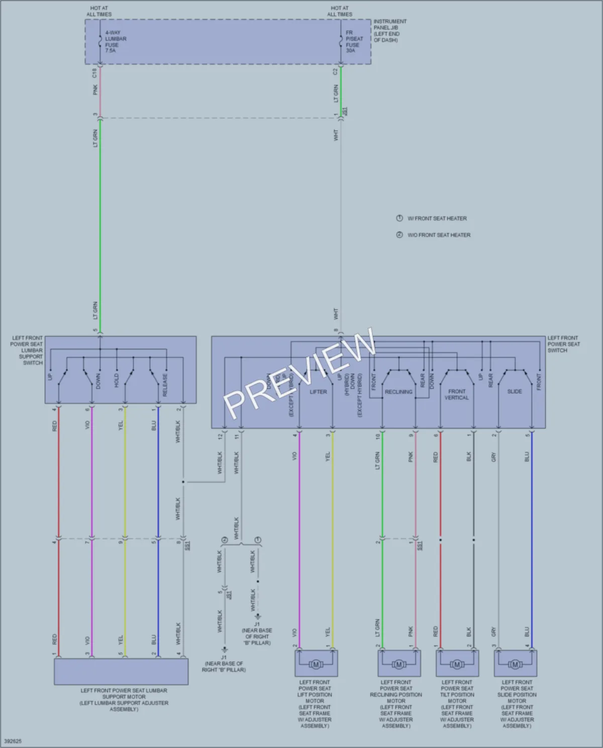 2014 Toyota Avalon Power Seats wiring diagram preview