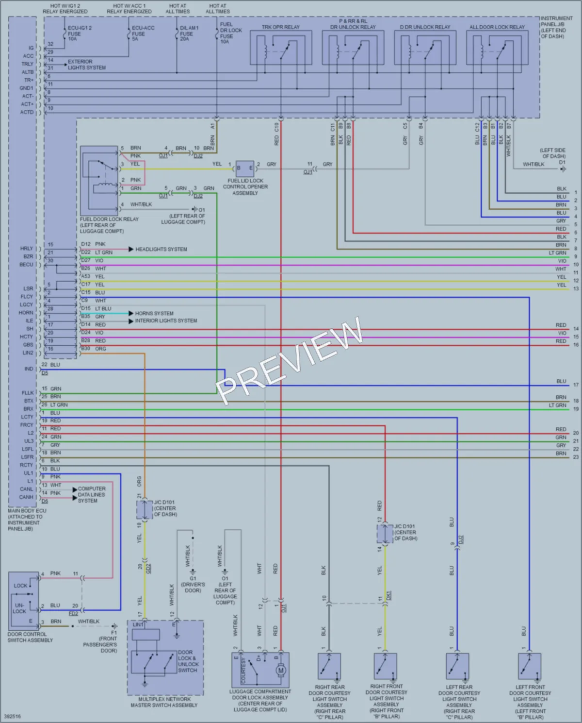 2014 Toyota AvalonHybrid Anti Theft wiring diagram preview