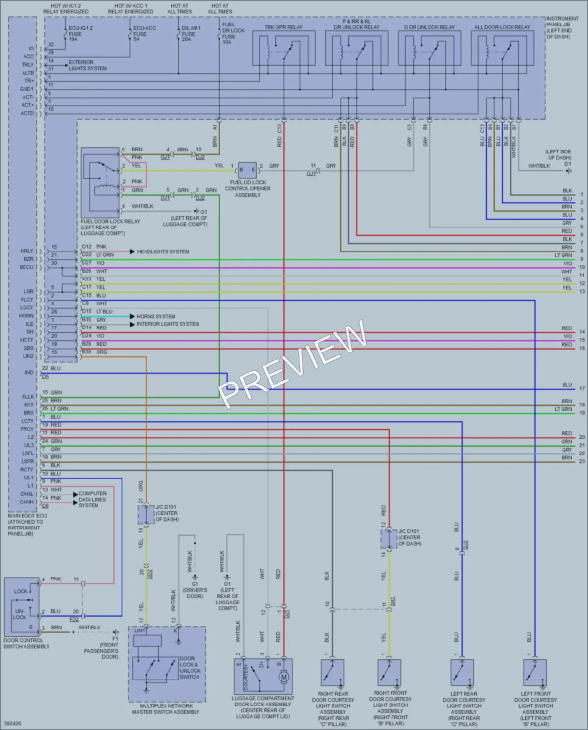 2014 Toyota AvalonHybrid Power Door Locks wiring diagram preview