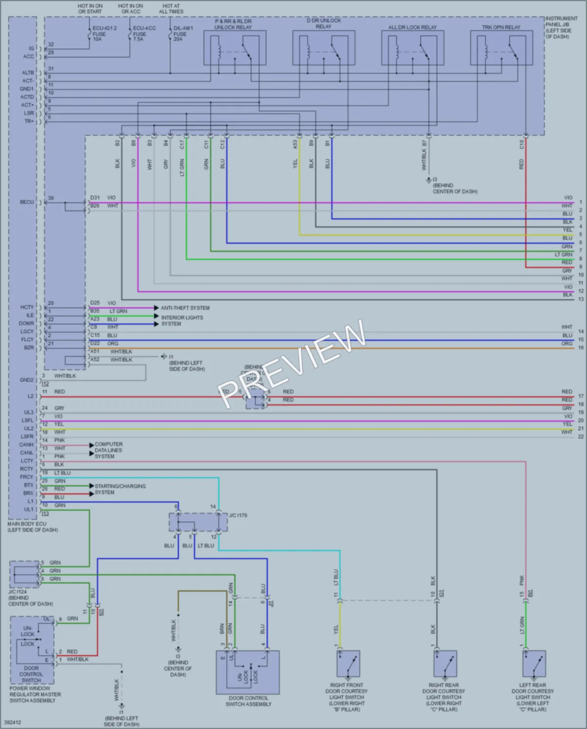 2014 Toyota Camry Power Door Locks wiring diagram preview