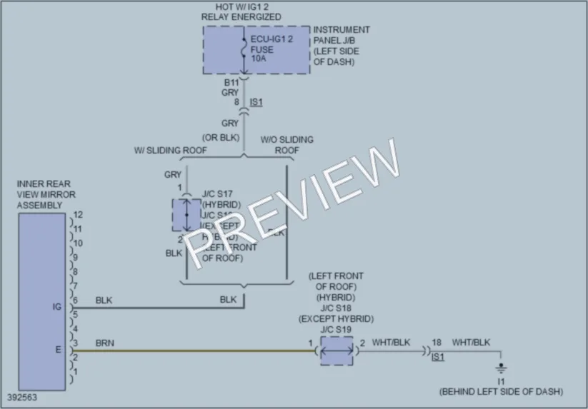 2014 Toyota Camry Power Mirrors wiring diagram preview