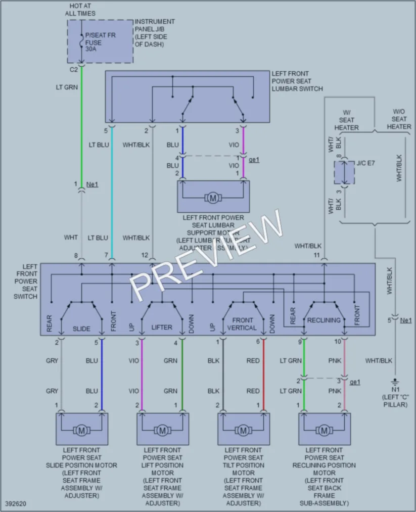 2014 Toyota Camry Power Seats wiring diagram preview