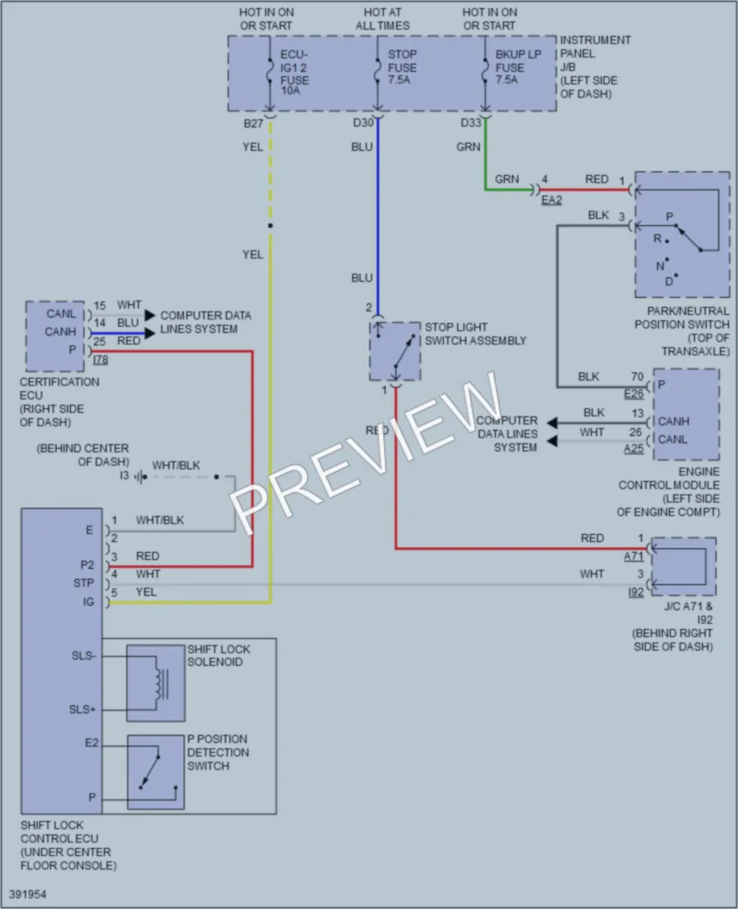 2014 Toyota Camry Shift Interlock wiring diagram preview