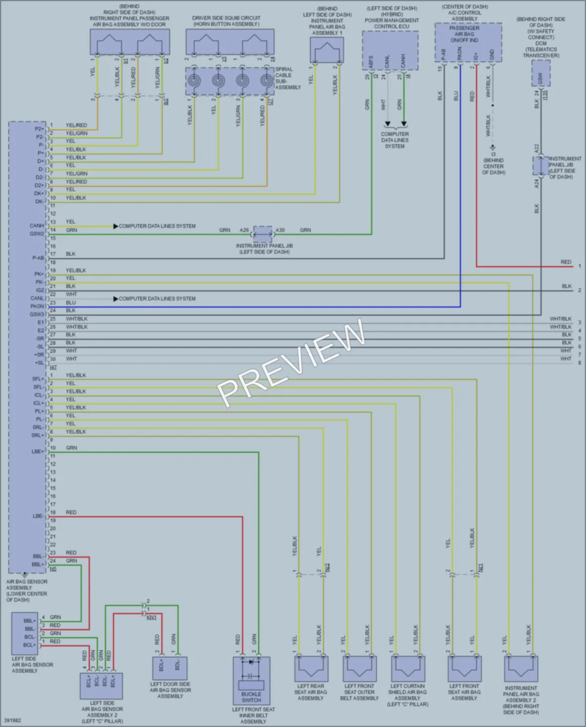 2014 Toyota Camry Supplemental Restraints wiring diagram preview